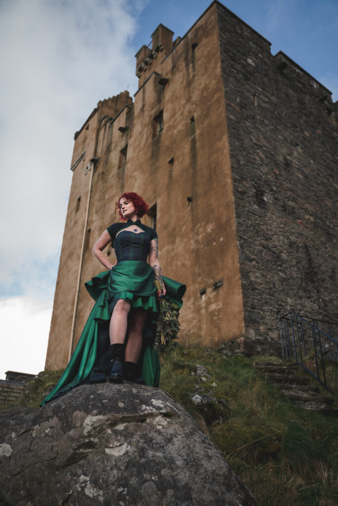 Green wedding dress inspiration at Eilean Donan Castle