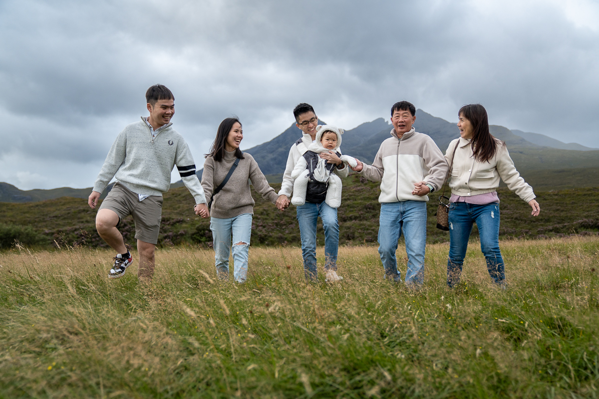 Children playing during a family photoshoot on the Isle of Skye