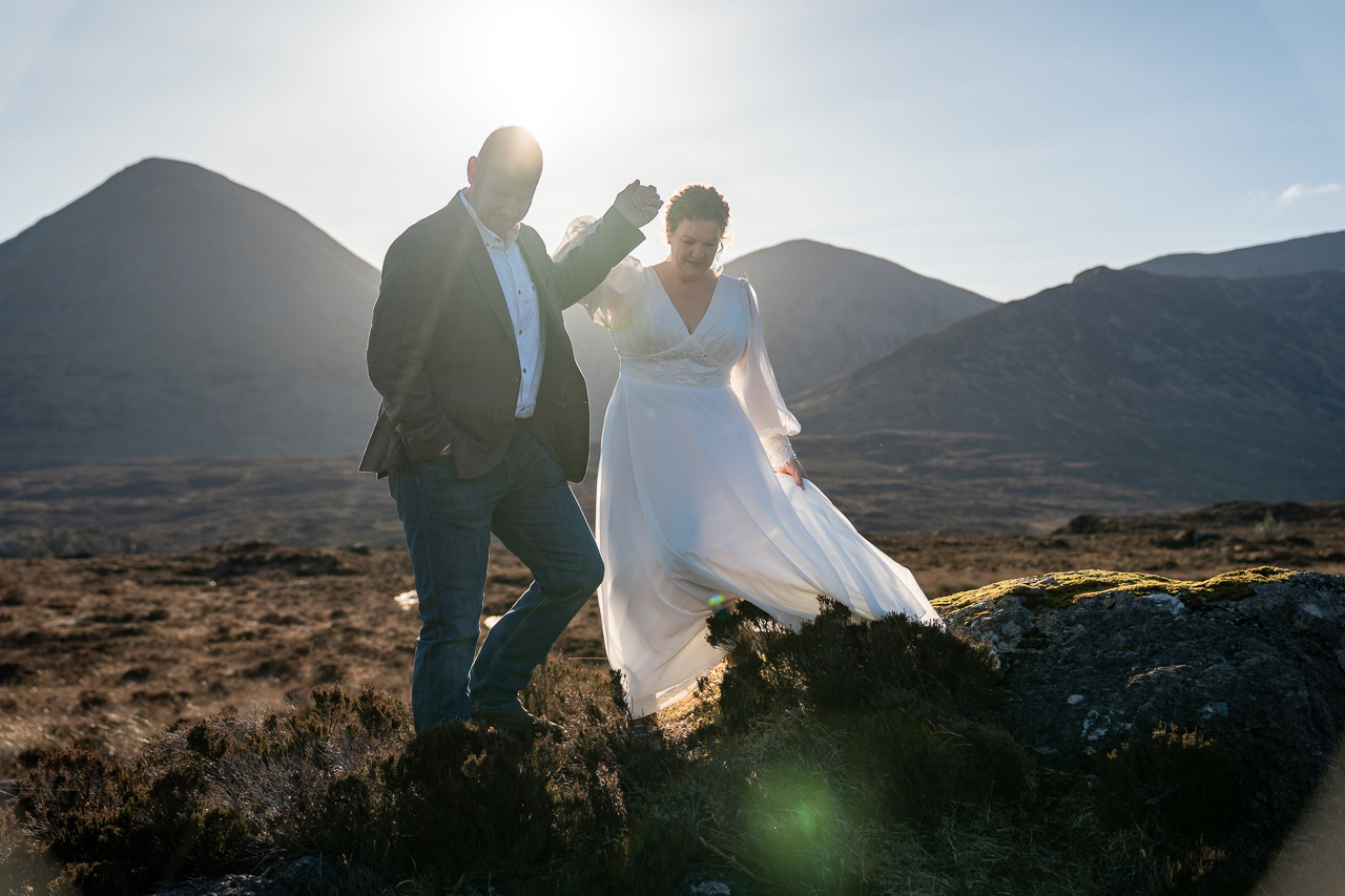 skye-elopement-couple-portraits-mountains Isle of Skye elopement photographer capturing couple at golden hour
